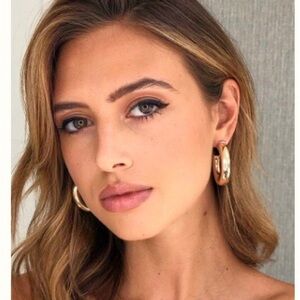 Gold tubular Hoop Earrings